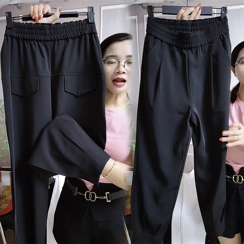 萝卜裤女九分裤2025春夏新款韩版宽松哈伦裤黑色小西裤显瘦奶奶裤
