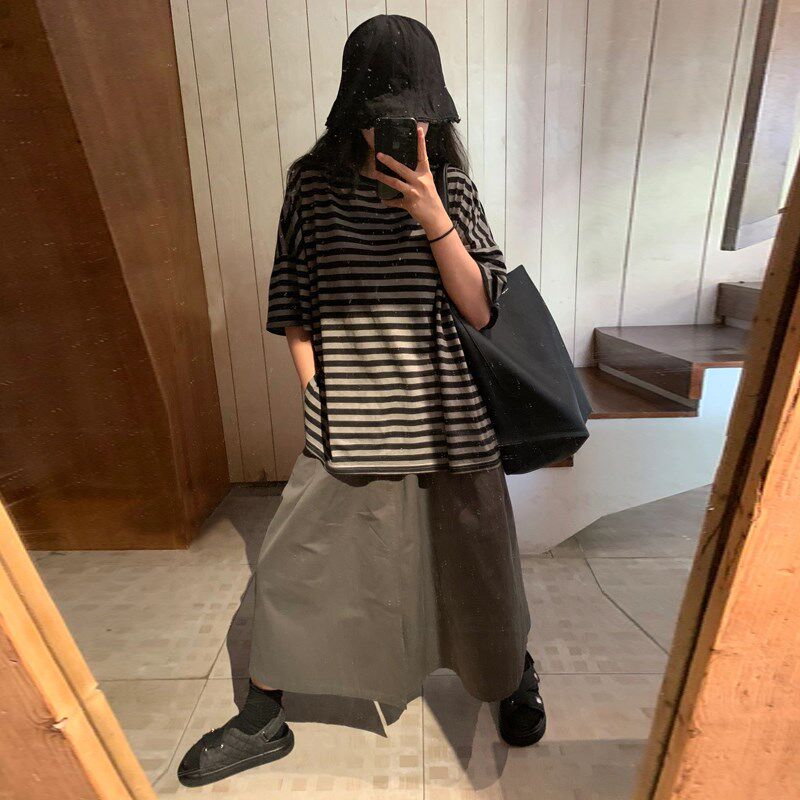 自制军绿色日系复古工装风半身裙女夏美式显瘦遮肚子中长款a字裙