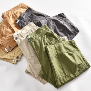 水洗全棉纱卡 直筒休闲七分裤 夏季 日系复古工装 外贸男士 老美单