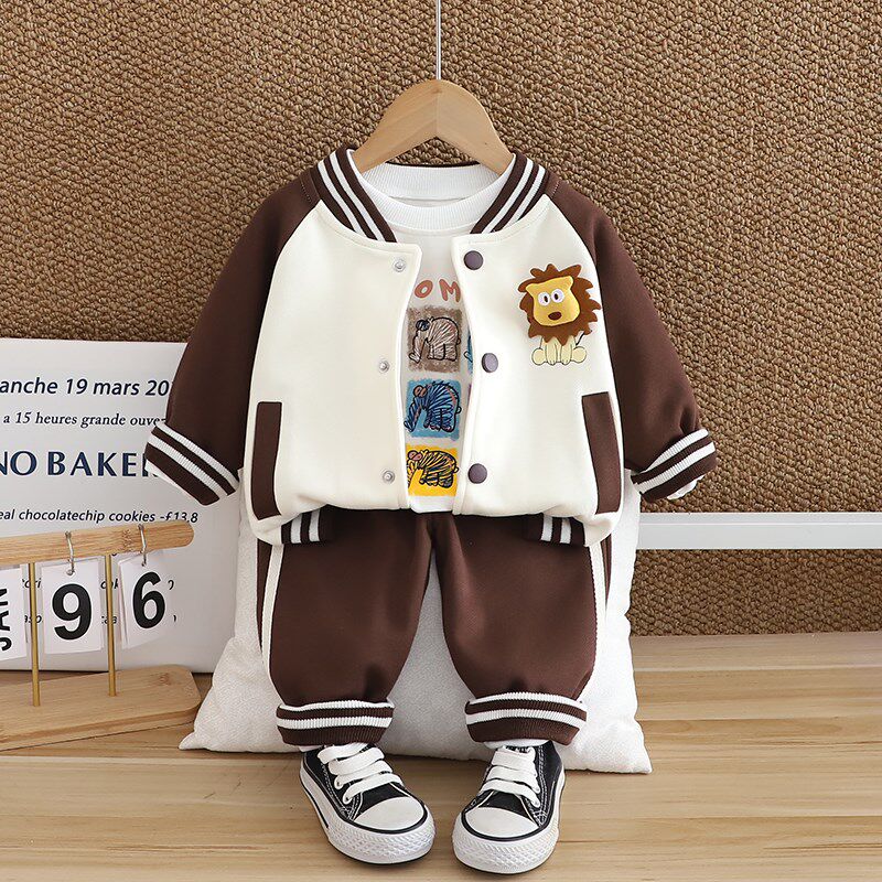 男童宝宝秋装套装三件套2024新款12-3岁5棒球服婴儿衣服外套潮