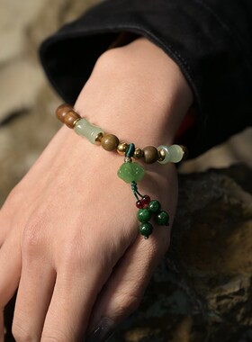 三省六部【绿卿】新中式中国风男女情侣款绿檀琉璃手串手链配饰