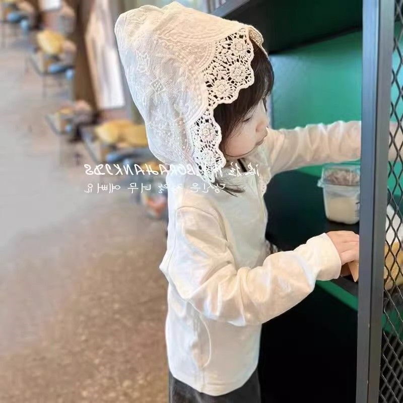 女童长袖T恤亲子装2024新款洋气薄款上衣儿童春装韩版连帽打底衫