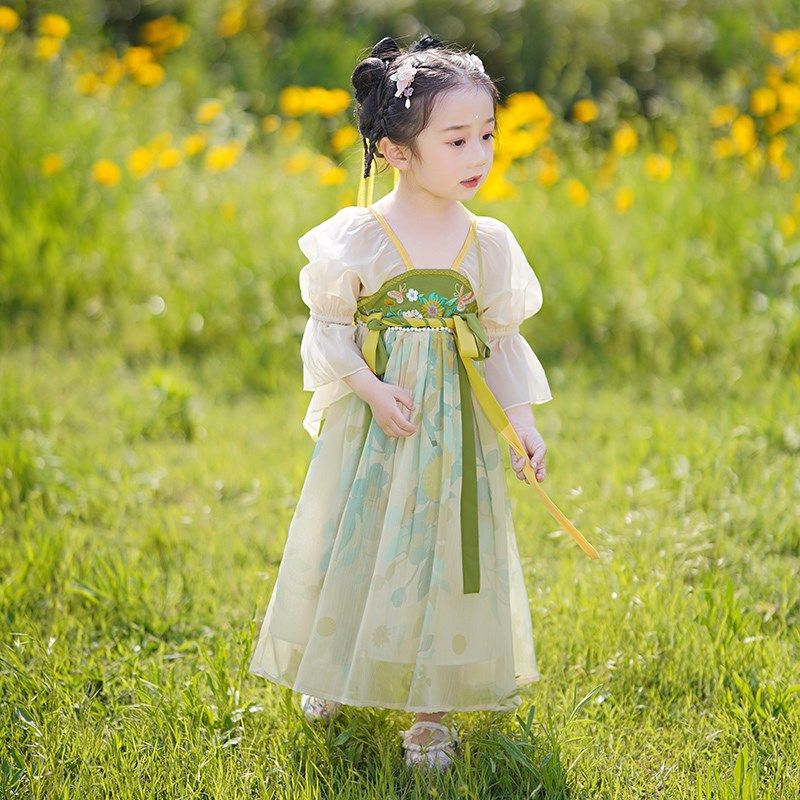 女童超仙中国风雪纺汉服连衣裙公主宝宝唐装改良襦裙子表演服夏装,童装/婴儿装/亲子装,汉服,淘宝优惠券,粉丝福利购,淘宝优惠卷