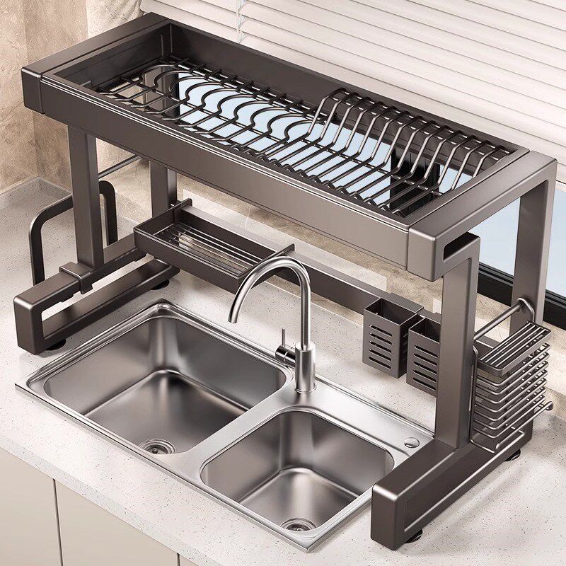 厨房水槽置物架不锈钢碗碟收纳架多功能灶台架子大容量碗盘沥水架