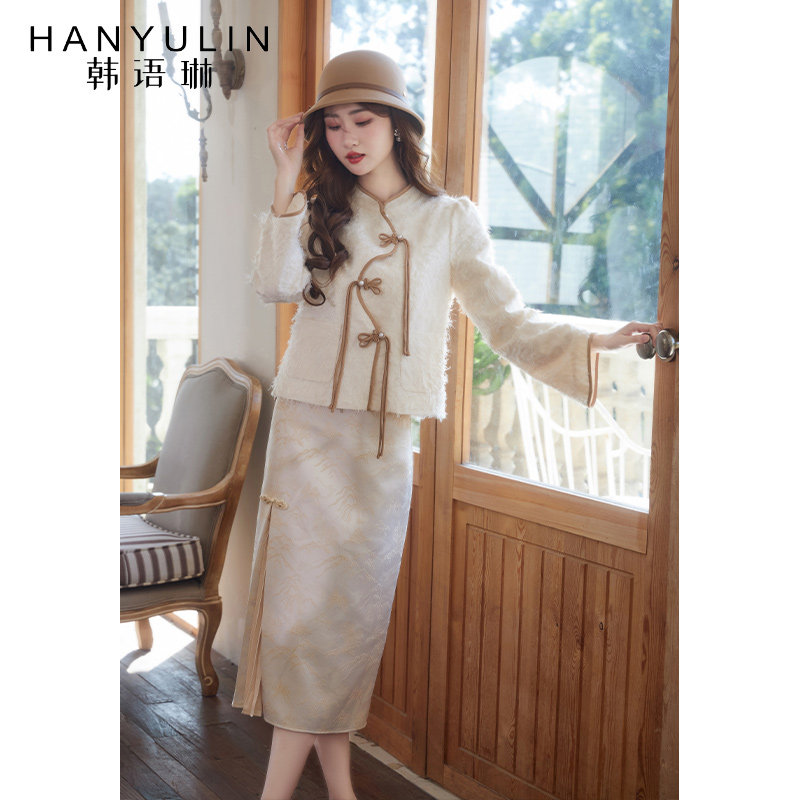 韩语琳秋冬装搭配一整套冬季套装女高级感气质外套半身长裙两件套