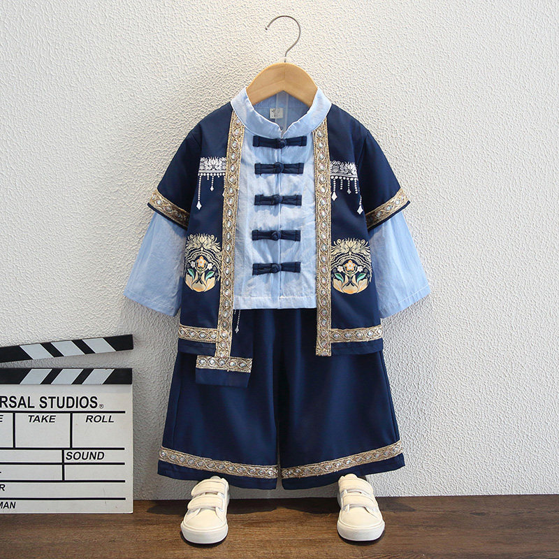 汉服男童古装中国风儿童三月三唐装演出服宝宝幼儿园少数民族衣服