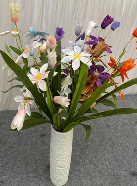 胶片惠兰叶仿真花盆景厂家 仿真花兰花手感叶子蕙兰叶子插花配叶