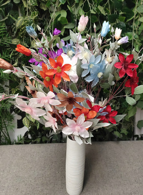 仿真15色10叉喷绒铁线莲 简约清新混搭装饰插花 植物假花花束