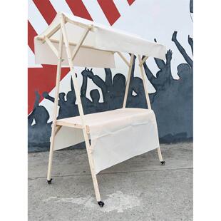 市集摊位架户外摆地摊架子夜市折叠木制展示台移动棚子简易促销车