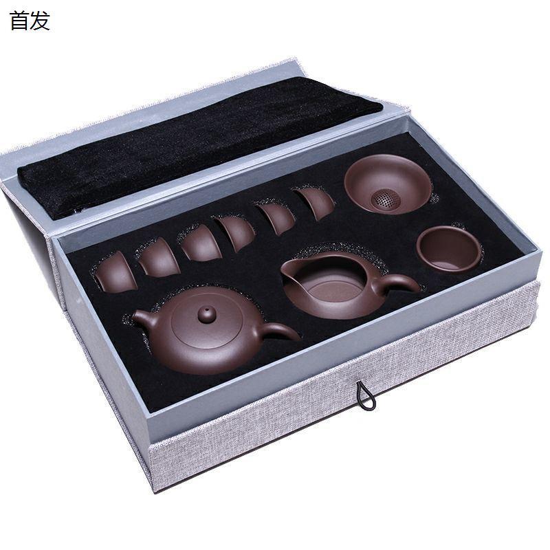 宜兴紫砂壶纯全手工紫泥家用泡茶壶球孔西施套装紫沙功夫茶具刻字