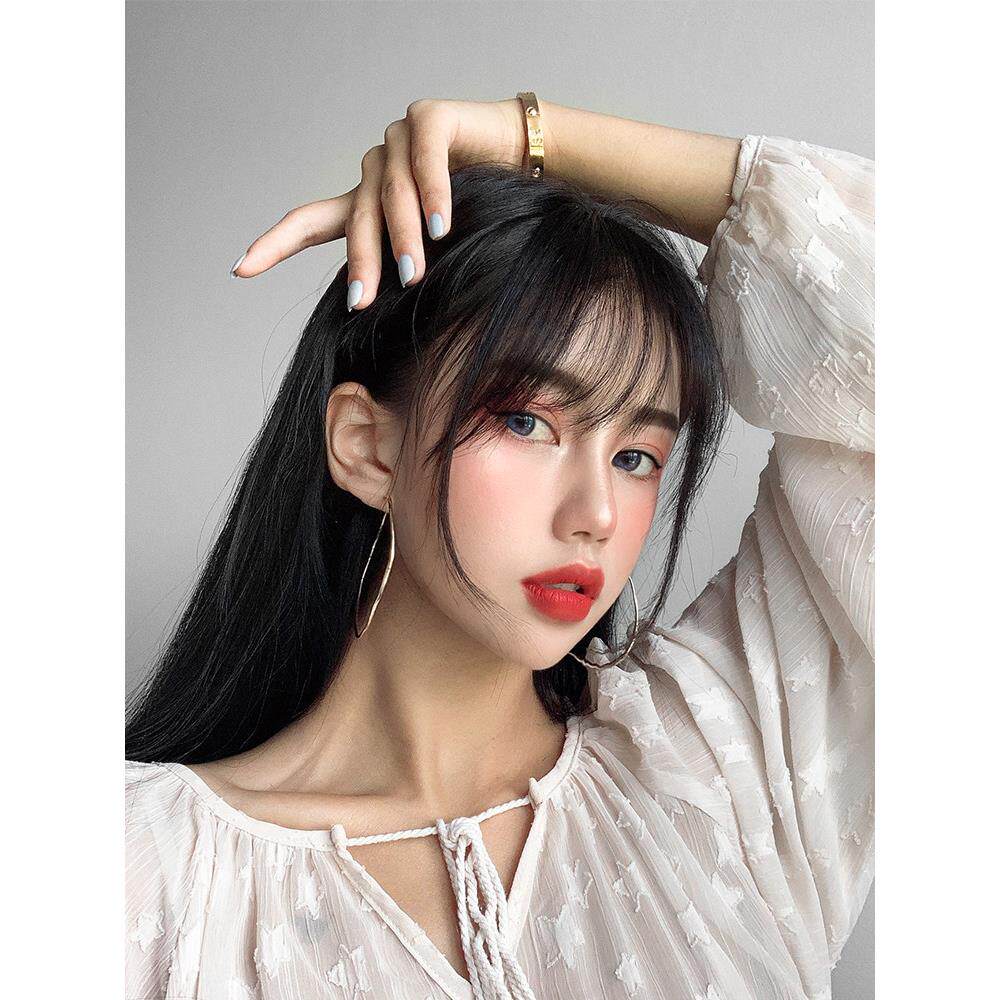 空气刘海假发女 网红真发自然隐形无痕圆脸齐刘海 前额超薄假发片