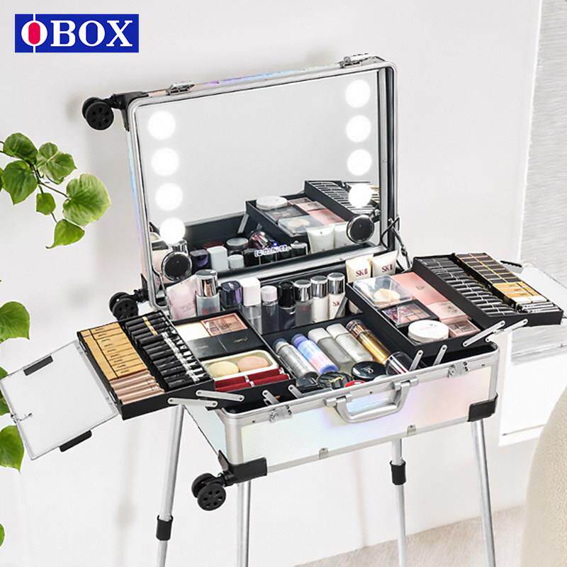OBOX化妆箱专业跟妆师带镜子带灯化妆师专用拉杆跟妆箱子2026新款