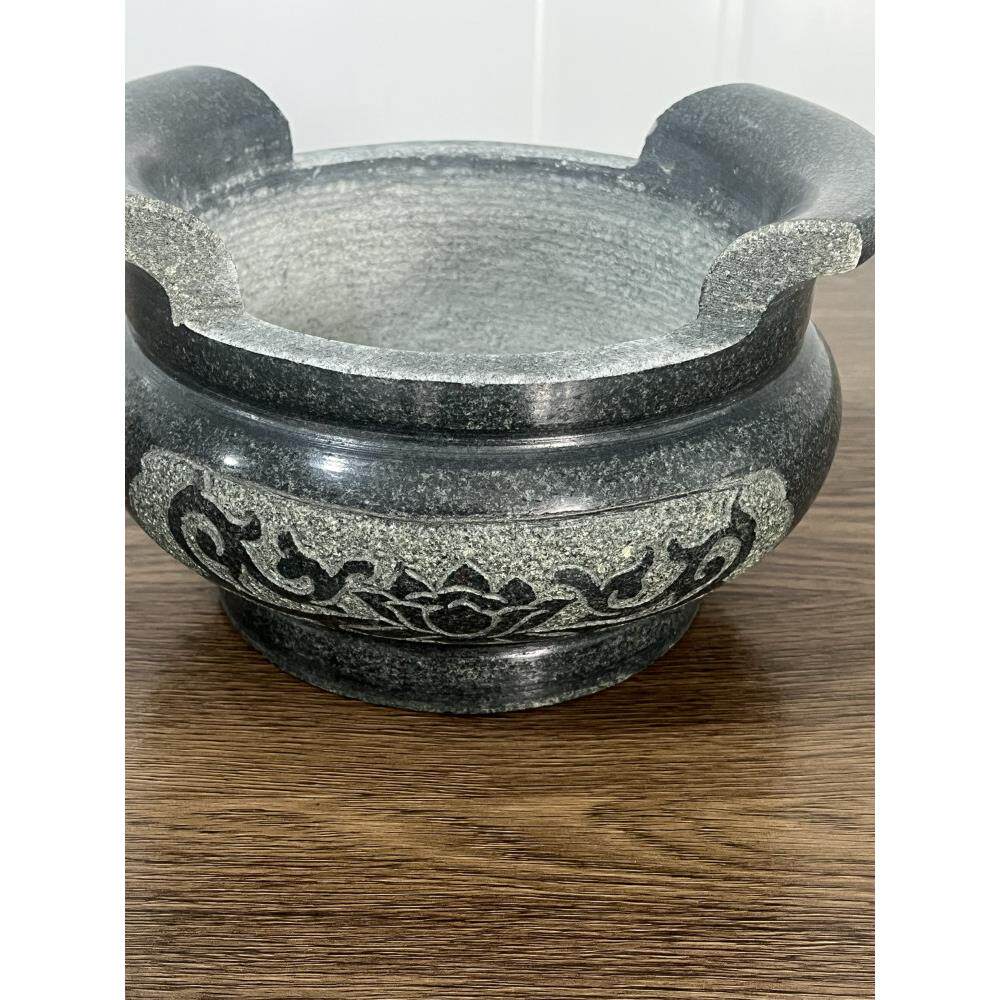 石雕香炉石头香炉寺庙香炉青石圆形带耳朵家用香炉香炉厂家直销