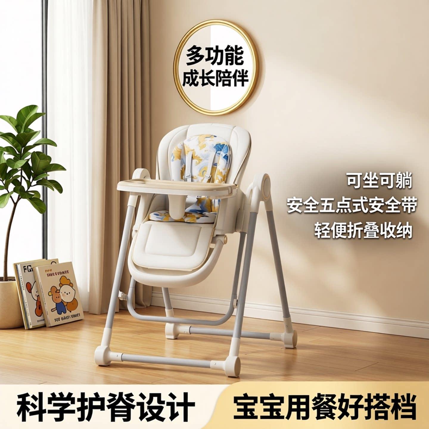 宝宝餐椅婴儿多功能座椅家用儿童餐桌椅摇椅二合一可坐可躺婴儿座