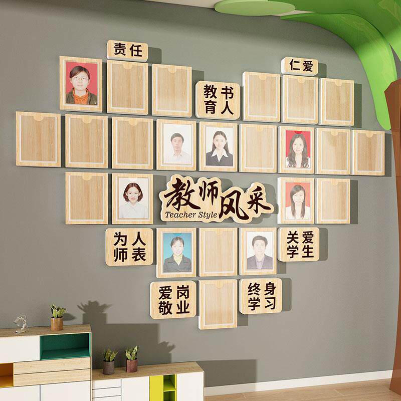 培训机构教师资简介文化大厅风采形象展示墙面装饰办公室照片墙贴