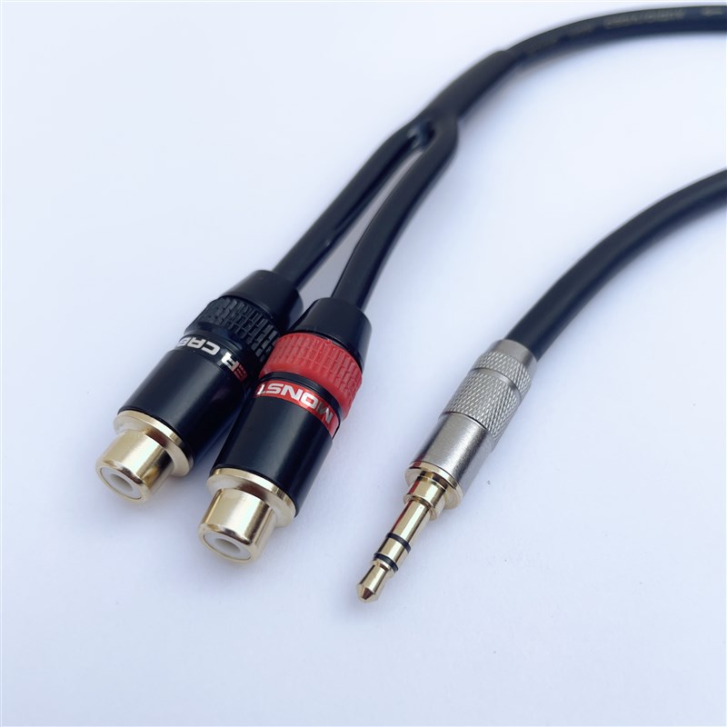 发烧级 35mm转双莲r花母一分二RCA元音频线莲花1分2讯号线高保真