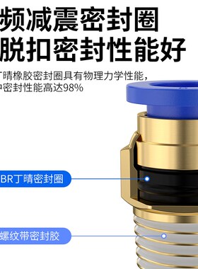 气动PC4-M5快速快插6/8/10/12外螺纹直通气管接头01-02V-03-04包