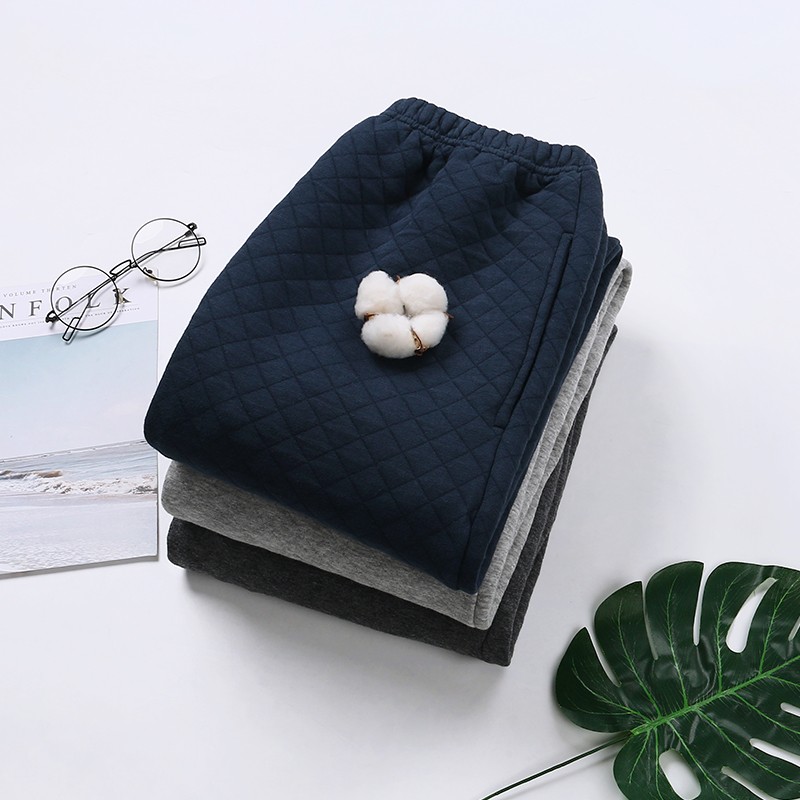 睡裤男士春秋季纯棉夹层长裤加z厚空气棉保暖加肥大码家居裤可外