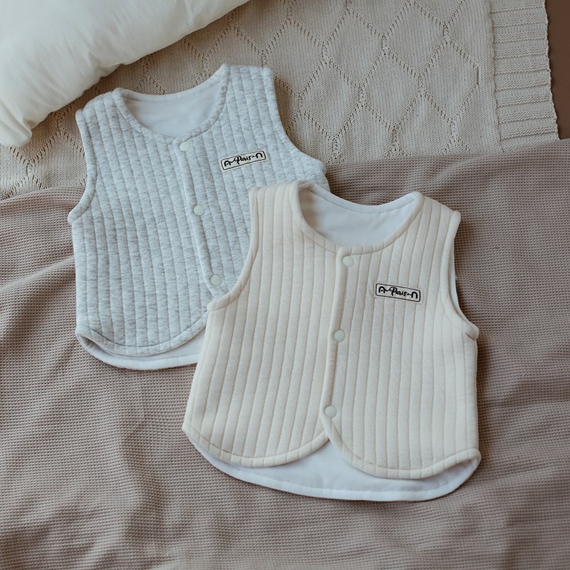 婴姿新生婴儿马甲l春秋季小宝宝男女冬款加厚保暖洋气纯棉背心外