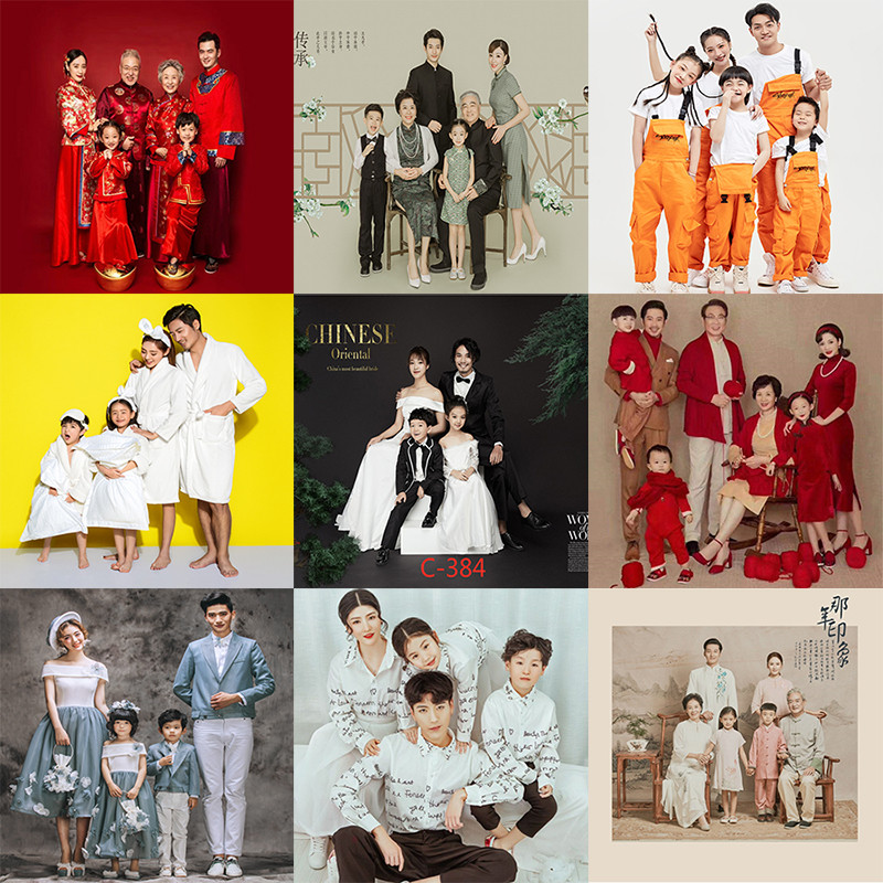 2021影楼新款亲子装 儿童拍摄服装 韩J版全家福主题摄影拍照礼服