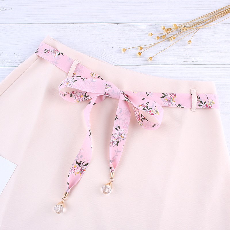 碎花装饰丝带腰带女配裙子夏季y细长条布料打结飘带配牛仔裤子韩