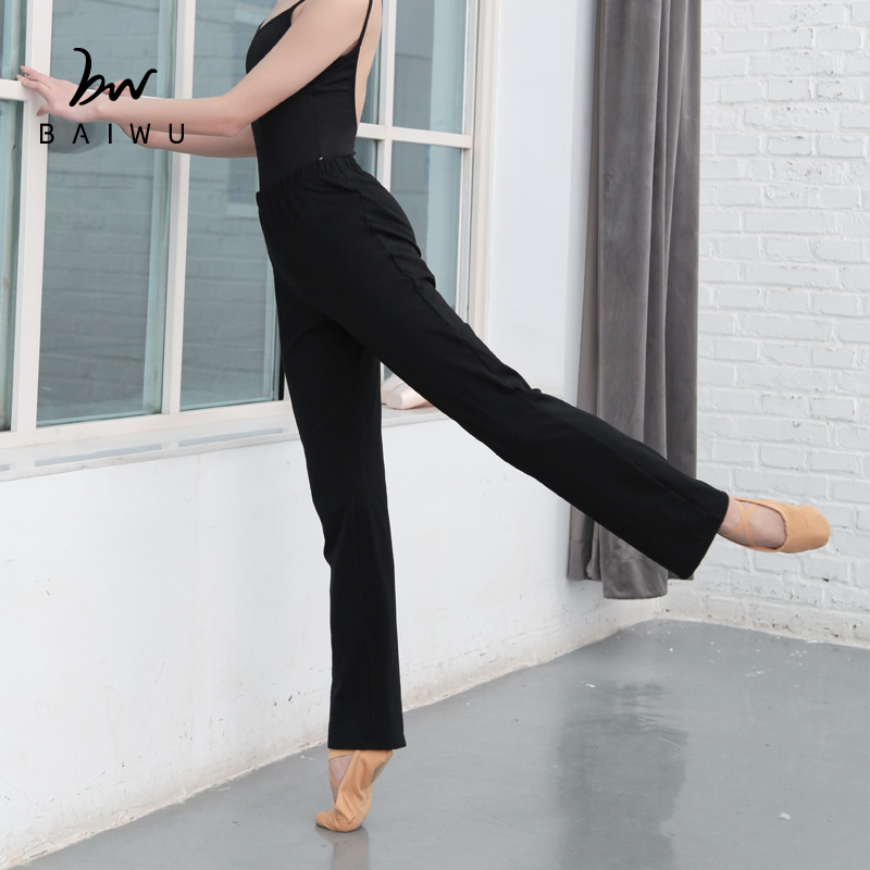 柏屋舞蹈裤女成人直筒长裤宽松v显瘦瑜伽裤舞蹈练功裤子119126001