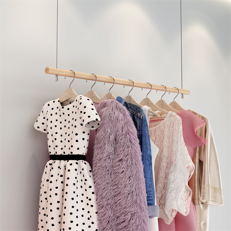 服装店挂衣杆木头吊杆墙上悬挂y网红吊架童装女装吊挂衣架子展示