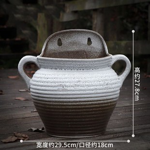 壁挂花盆陶瓷复古垂吊盆绿萝悬挂式 饰花器 挂墙花盆多肉花盆墙壁装