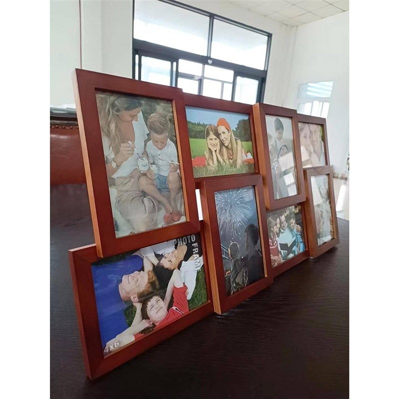 组合6寸7寸简约实木儿童婚纱礼物相框一体挂墙创意摆台洗照片墙