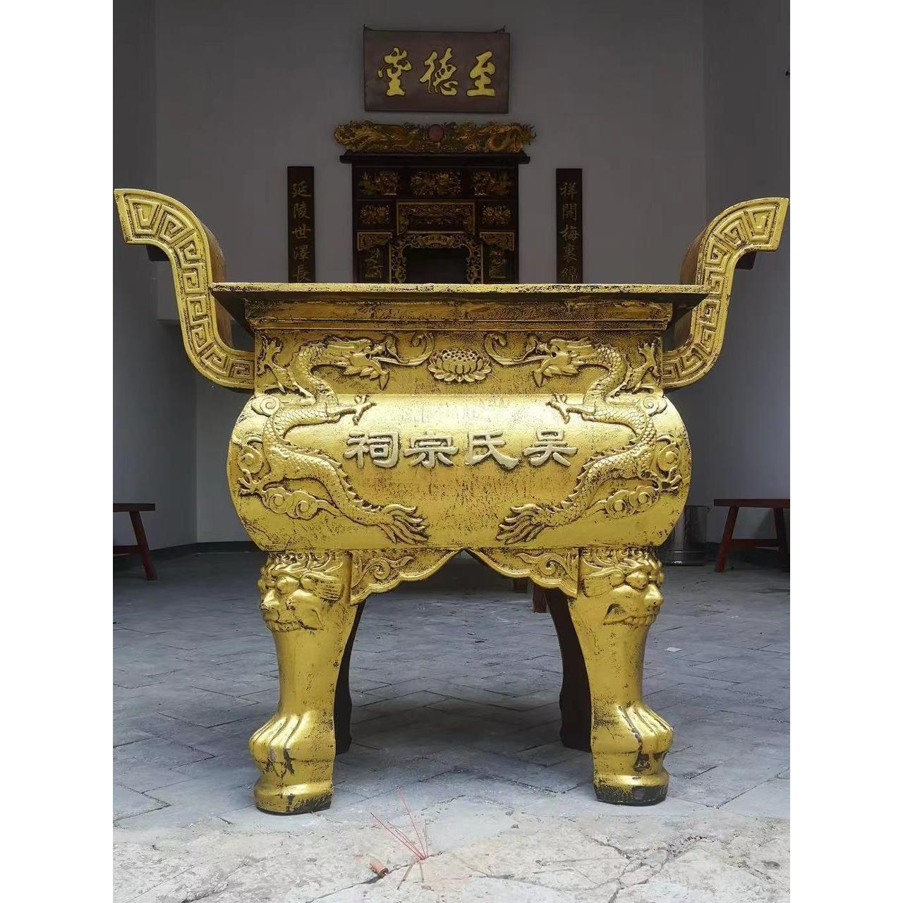 寺庙香炉铸铁大型仿古定制长方形平口祠堂室内外寺院纯铜香炉道观