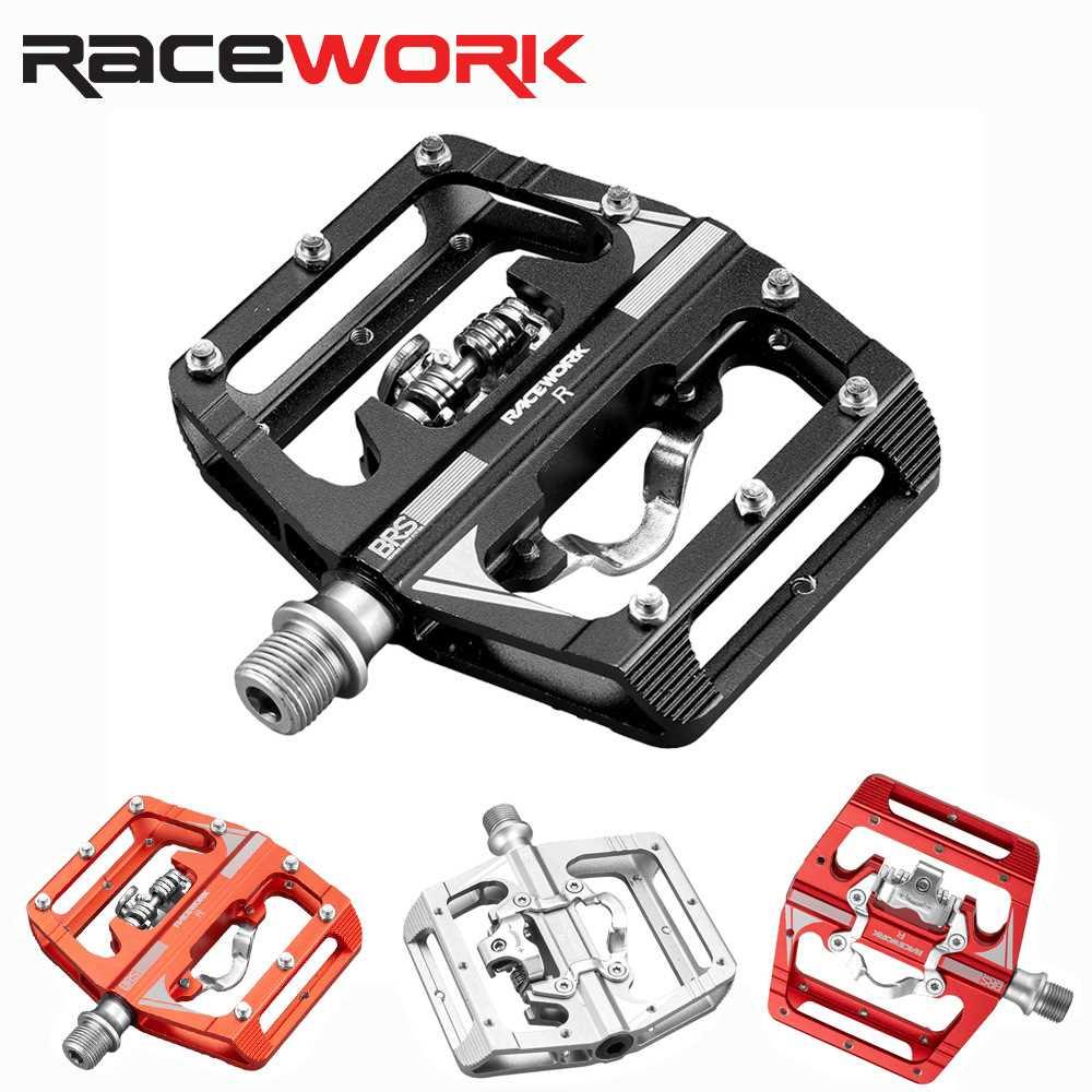 RACEWORK 自行车脚踏 山地车锁踏转平踏铝合金SPD无夹式脚踏板