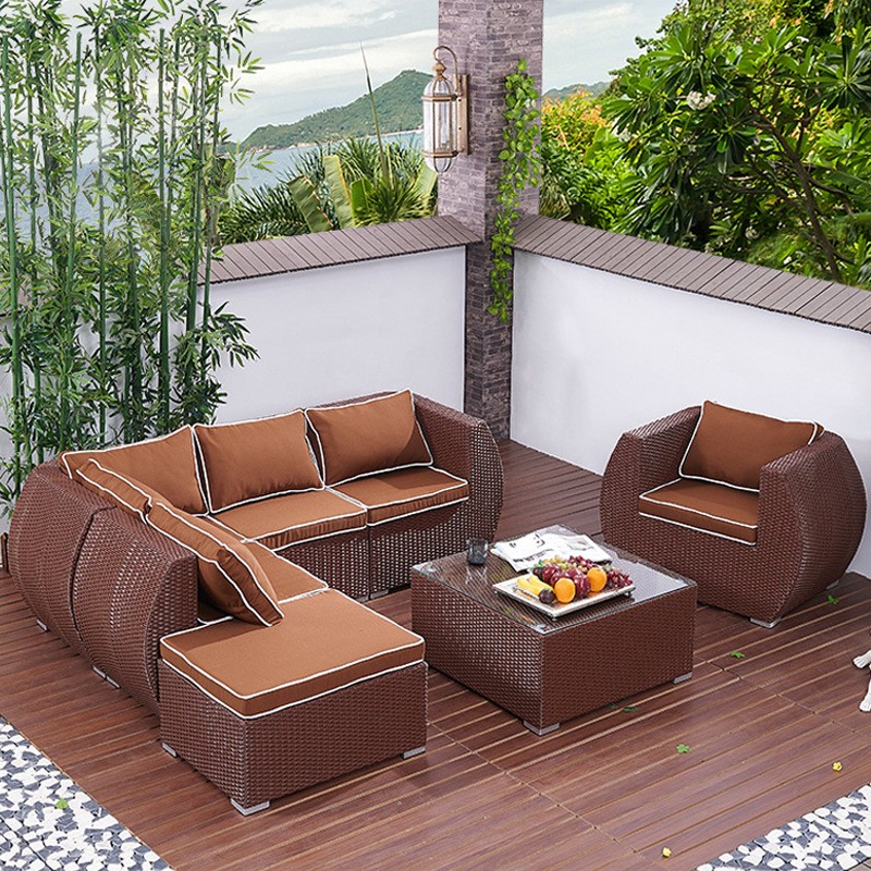 户外休闲沙发组合庭院露台酒店客厅花园会客家具天台室外藤编沙发
