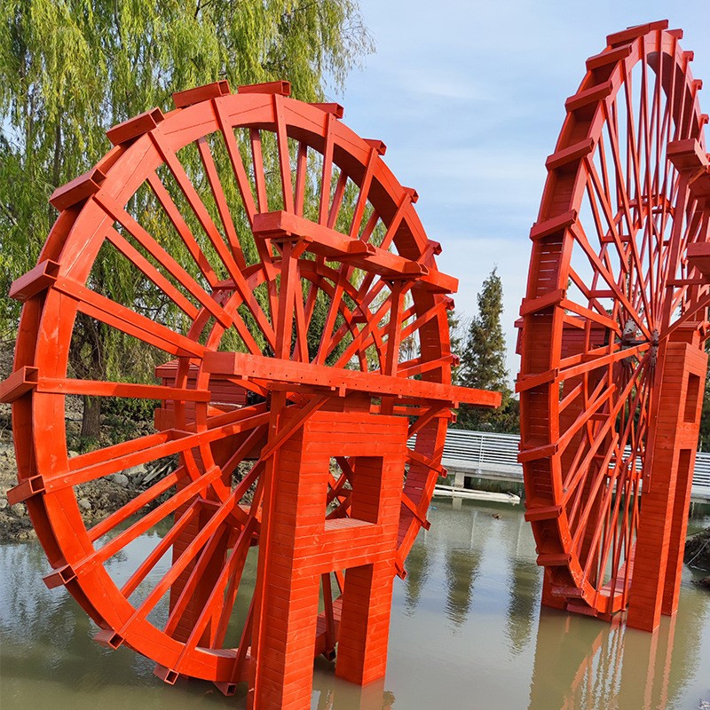 户外电动旋转水车厂家直销专业木制防腐木子母龙骨组合式景观