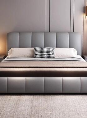 科技布艺床轻奢现代简约软包主卧大床小户型收纳床1米8双人床婚床