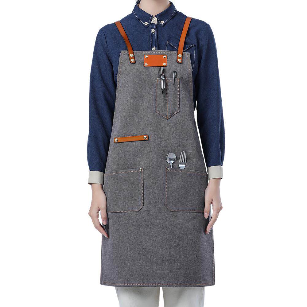 高档咖啡围裙餐饮工作服牛仔布定制女式印花烘焙男帆布防水耐磨专