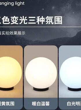 户外太阳能柱头灯防水庭院大门别墅花园围墙立柱白色圆月球柱子灯