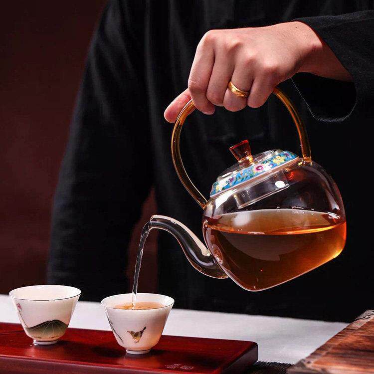 正品台湾禾器耐高温提梁玻璃壶 耐热玻璃泡茶器电陶炉加热煮茶壶