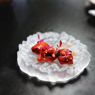 创意饭厅压克力磨砂冰川餐盘冷餐甜品托盘寿司盘子宴会西点托盘