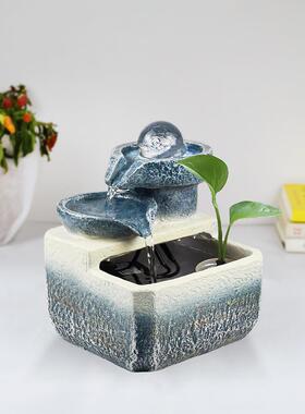 客厅风水轮流水财富摆件循环水功能办公室桌面财富小摆设开门红
