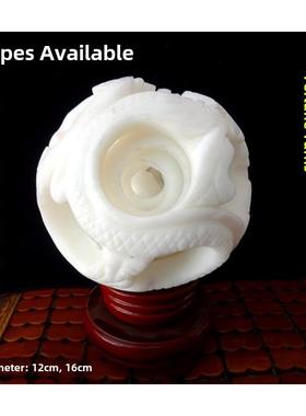 天然汉白玉路路通时来运转石来运转风水球摆件家局店铺办公室摆放