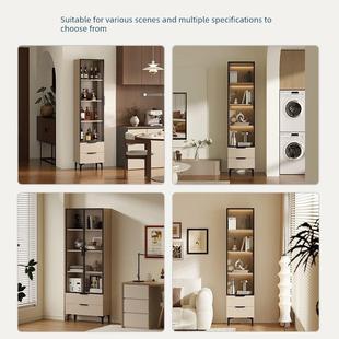 侧面抽拉边柜玻璃展示柜定制尺寸一体防尘书柜实木客厅立柜置物柜