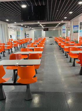食堂餐桌椅4人学校小吃快餐饭店工厂连体桌椅组合不锈钢餐桌椅6人