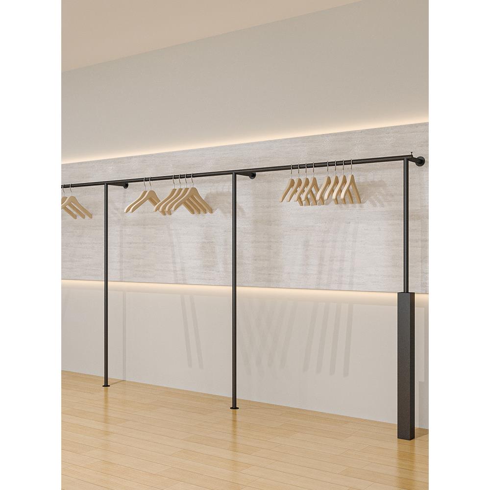 服装店展示架货架铁艺黑色衣服架简约上墙陈列架组合女装店挂衣架