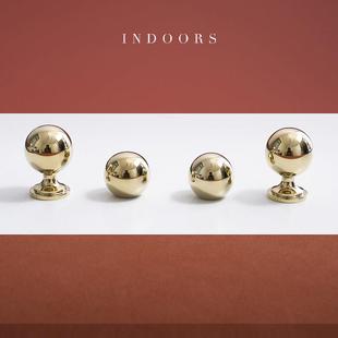 INDOORS法式轻奢极简黄铜圆球拉手实心纯铜金色银色柜门小拉手