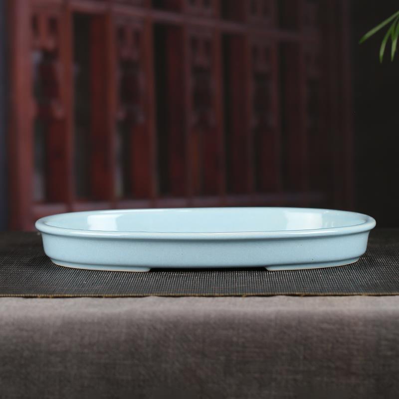 无孔紫砂花盆大创意简单圆形浅盆桌面装饰一叶荷花盆景花盆Yd13