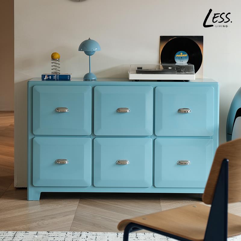 less living覆古金属铁皮柜家用客厅沙发斗柜边柜收纳储物抽屉柜