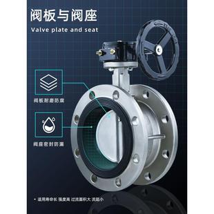 304不锈钢软密封手动法兰蝶阀四氟垫密封涡轮法兰蝶阀D41XD341X