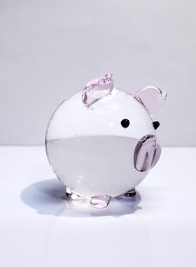 水晶小猪琉璃摆件创意礼品汽车饰品玻璃十二生肖定制可爱动物属相