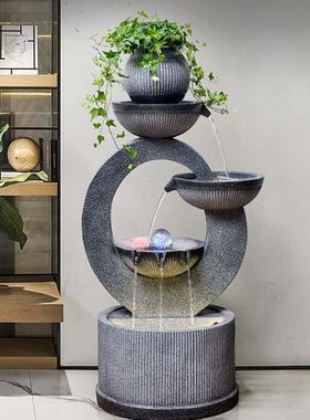 简约现代北欧摆件轻奢家居流水喷泉鱼缸落地循环水客厅公司装饰品