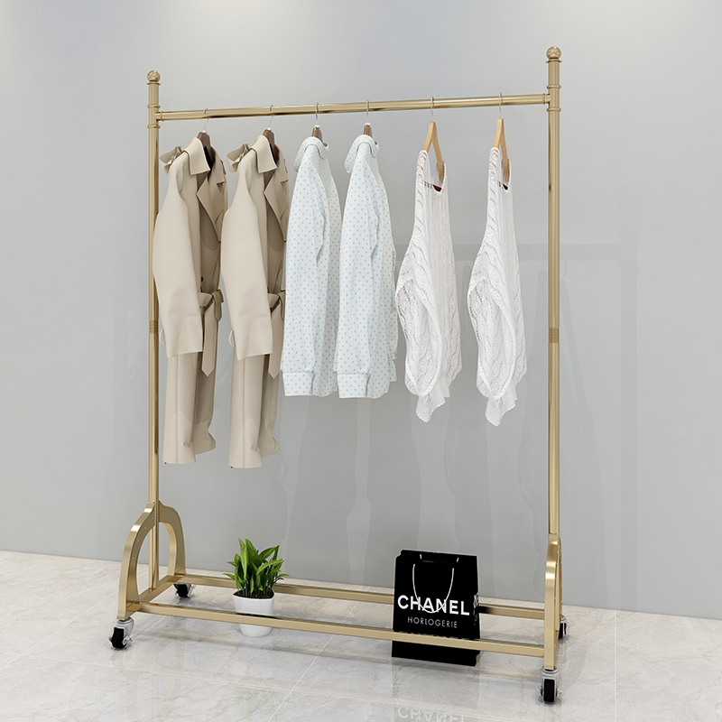 服装店展示架双层挂衣架t杆卧室晾晒肉架落地婚纱龙门架可移动带